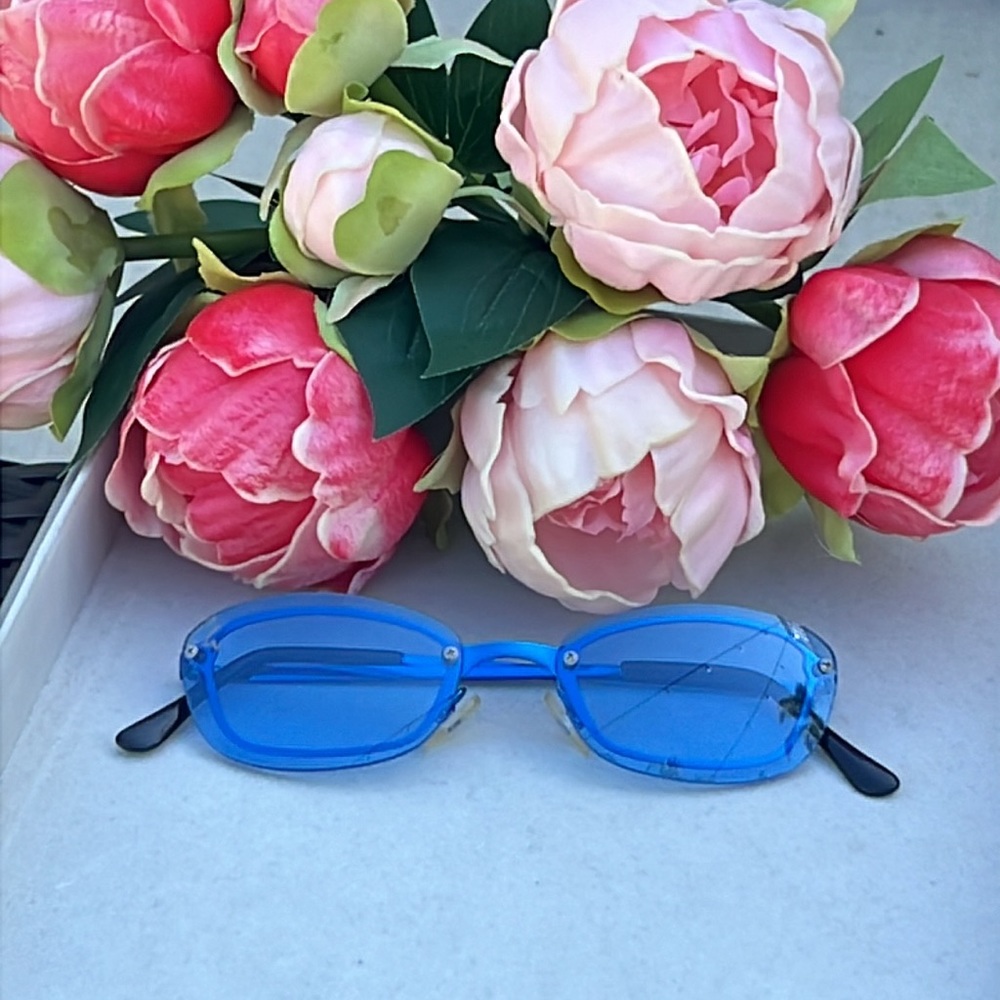 Vintage Gattaca Sunglasses Rave Punk Grunge Futuristic Y2K 90's Retro Blue RARE